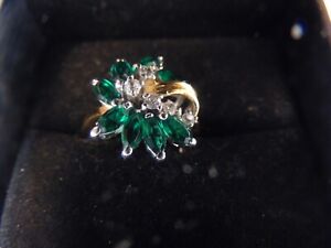 Beautiful Emerald Cluster Accented with Simulated Diamonds