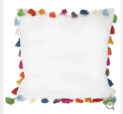 商人 41 枕枕头流苏枕头套 18 X 18 英寸纯棉多彩新品 — 第 1/4 张图片
