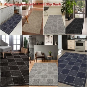 INDOOR OUTDOOR ANTI SLIP FLATWEAVE RUGS MATS FOR GARDEN KITCHEN HALLWAY RUNNERS - Picture 1 of 23