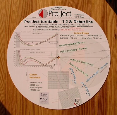 Pro-Ject 1.2 & Debut Line Custom Designed Tonarm Cartridge Alignment Winkelmesser - Bild 1 von 4