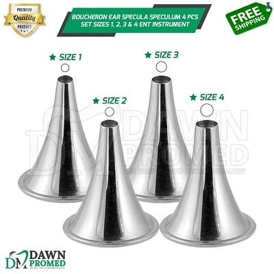 DAWNPROMED Boucheron Ear Specula Speculum 4 Pcs Set Sizes 1, 2, 3 & 4 ENT Inst German Grade