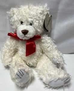 First & Main Scraggles 1554 White Teddy Bear Red Bow Plush Stuffed Animal 8" NWT - Picture 1 of 10