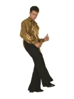 70S 80S MENS MALE DISCO SEQUIN COSTUME SHIRT DANCE FEVER SATURDAY NIGHT PIMP - Image 1 of 4
