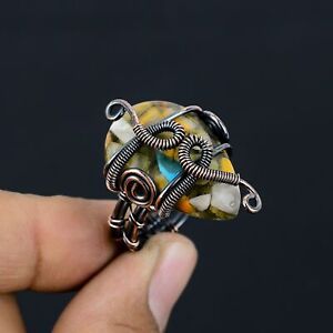Copper BumbleBee Gemstone Handmade Copper Wire Wrap Jewelry Ring Size 9.5 Z946