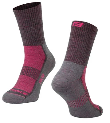 Socken Fahrrad Fahrradsocken Winter Merino Wandern Laufen MTB Pink S M 36-41 - Image 1 of 3