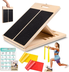 Wooden Slant Board for Calf Stretching, Portable Adjustable Calf Stretch Board w - Picture 1 of 12