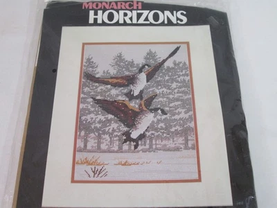 Vintage Monarch Horizons Canada Geese Counted Cross Stitch Kit T1356 Wool 1981 - Image 1 of 3