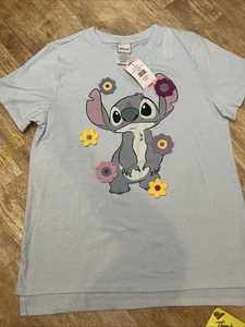 Disney Stitch Damen Kurzarm T-Shirt gehäkelt Blumen Größe Small neu mit Etikett kostenloser Versand - Bild 1 von 15