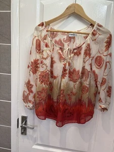 Wallis Floaty Blouse Long Sleeves Floral Pattern Size M Petite - Picture 1 of 4