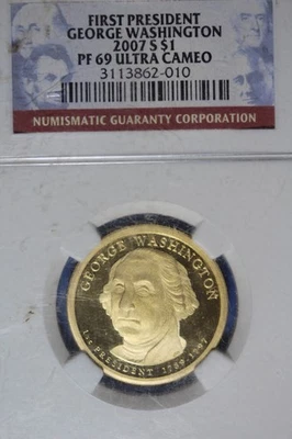 2007 S NGC PF69 ULTRA CAMEO GEORGE WASHINGTON DOLLAR #B50938 - Image 1 of 2