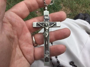 Antique Catholic Pectoral Crucifix For Priest Or Nun Skull& Crossbones No Res - Picture 1 of 7