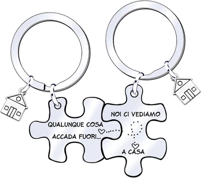 Unisex Portachiavi Ci Vediamo a Casa per Coppia in Acciaio Inox Ciondolo Casa Ca - Immagine 1 di 4