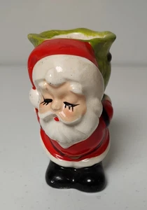 Vintage Ceramic Santa with Green Toy Sack Votive Candleholder Japan 4" - Picture 1 of 8