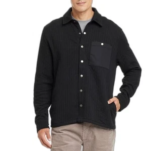 Goodfellow & Co Men’s Quilted Knit Shirt Jacket Black S, Heavyweight Cotton, S - Picture 1 of 3