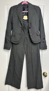 BCBG MAX AZRIA 2pc Suit Set Blazer & Pants Size XXS / 0 Brown Stripes RN 80734 - Picture 1 of 24