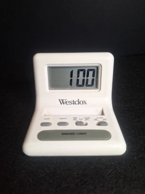 WESTCLOX 47539 .8'' White LCD Alarm Clock with Light, appears Working Vintage - Image 1 of 4
