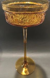 MCM Stelvia Antiguo Ámbar Dorado Vidrio Tallo Largo Vela Compota Wayne Husted - Imagen 1 de 11