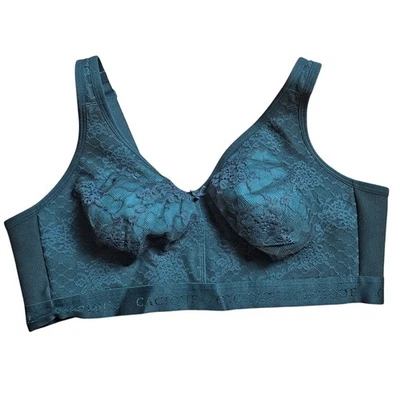 Cacique Lane Bryant 42D Dark Green Lace Unlined Full Coverage Wireless Bra - Image 1 of 4