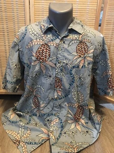 Cooke Street Hawaiian Button Up  Shirt 100% Cotton Pineapple XL  Gray (H20) - Picture 1 of 6