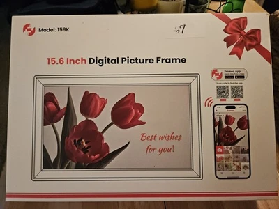 NIB Black Woodgrain 15.6 inch Frameo Digital Photo Frame 64 GB Memory WiFi - Image 1 of 4