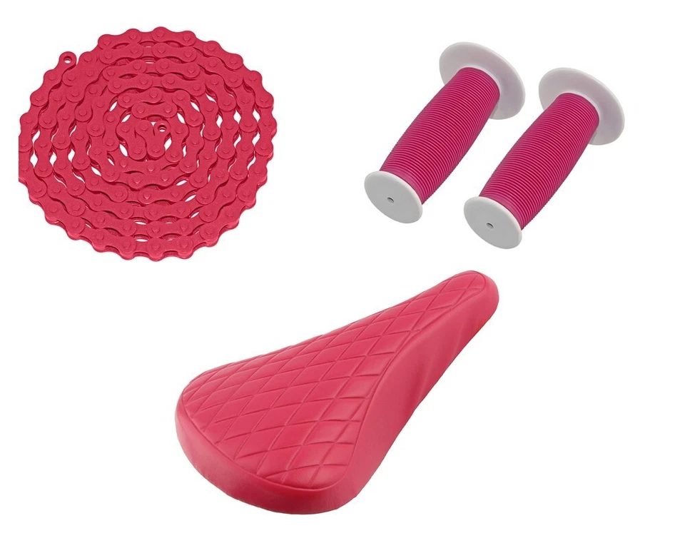 SILLÍN ALTA VlNYL DlAMOND 702 ROSA CON EMPUÑADURAS KMC CHAlN y ROSA/BLANCO HONGOS Foto 1 de 1