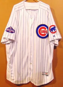 CHICAGO CUBS ANTHONY RIZZO WHITE PINSTRIPE WORLD SERIES JERSEY - Picture 1 of 8