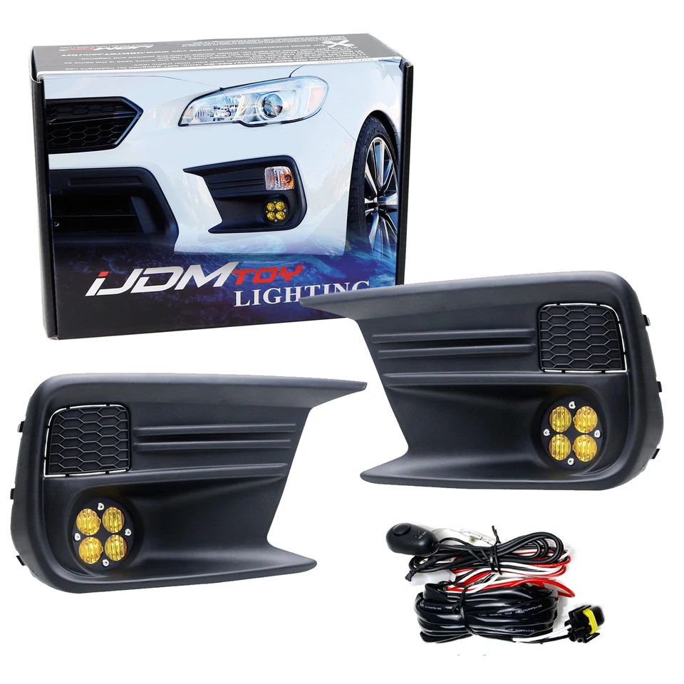 Yellow Lens LED Wide Angle SAE Flood Beam Fog Light Kit For 18-21 Subaru WRX/STI - Image 1 of 4