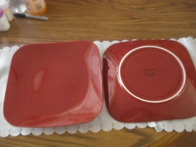 Set of 2 Mainstays RED SEDONA Stoneware Square Dinner Plates 10-5/8" - Image 1 of 3