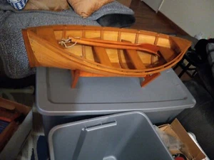 Wood ROW BOAT Skif Dory CANOE model rowboat skiff 39x15 1/2"W×9 1/2-10"H Nautica - Picture 1 of 15
