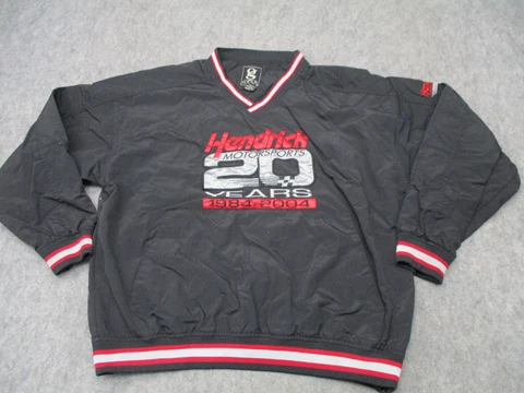 Hendrick Motorsports Sweater Mens Large Black Windbreaker Pullover V Neck NASCAR Cover