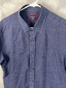 UNTUCKit Shirt Mens Large Blue Linen Slim Fit Button Up Short Sleeve Lightweight - Picture 1 of 6