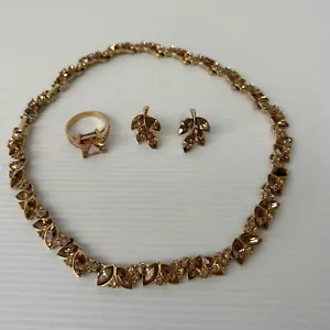 Vintage Barcs Gold Plated Necklace & Earrings Jewellery Set Damaged - Picture 1 of 24