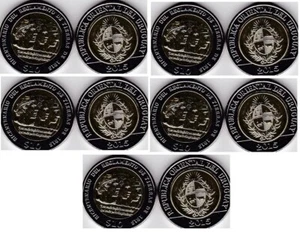 Uruguay - 5 pcs x 10 Pesos 2015 UNC 200 years of land reform bimetall Lemberg-Zp - Picture 1 of 2