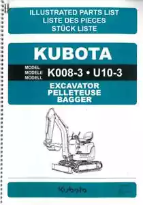Kubota Excavator K008-3 U10-3 - Parts Manual - K008-3 U10-3 - Picture 1 of 1