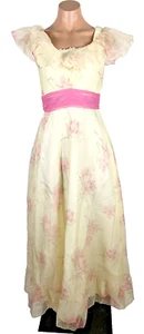Puffy Sleeve Floral Cottagecore Bubble Prom Formal Dress Flutter Vintage 80s 8 - Picture 1 of 7