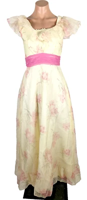 Vestido Formal Manga Hinchada Floral Cottagecore Burbuja Baile de graduación Flutter Vintage Años 80 8 Foto 1 de 4