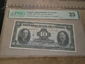 🇨🇦 Imperial Bank of Canada 10 dollars 1939 VF PMG 25  banknote 040524-1 - Picture 1 of 12