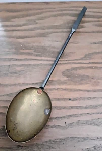 Antique 1800s Brass & Wrought Iron Spoon - 17 1/2" - Picture 1 of 6