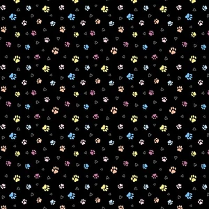 Tessuto Feline Drive JUST PURRFECT Pretty Cat Paws Nero - Venduto da cantiere - Foto 1 di 6