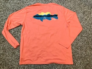 Reel Life Fishing Shirt Mens XL Salmon Pink Long Sleeve Rash Guard Water Stretch - Picture 1 of 17