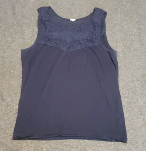 Women J Crew Navy Blue Tank Top w. Lace Size XS - Picture 1 of 10