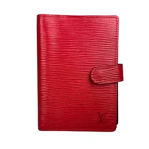 Louis Vuitton Red Epi Woodgrain Leather Black Agenda A7 Passport Holder PM - Picture 1 of 23