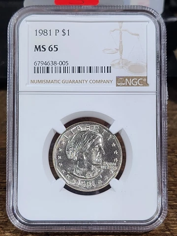 1981 P SBA 1$, NGC Graded MS 65, 005 Cover