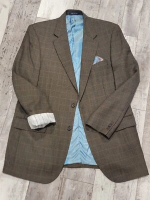 Blazer 42L Alan River Abrigo Deportivo Marrón Ventana 100% Lana de Cordero 2 Botones Foto 1 de 4