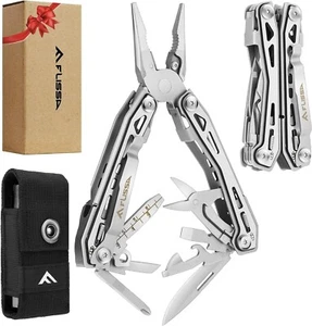 FLISSA 16-in-1 Stainless Steel Multi Tool with Pocket Knife, Pliers, Sheath - Picture 1 of 7