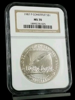 1987 P  CONSTITUTION $1 Modern Silver Commemorative Dollar NGC MS 70 #1519 - Image 1 of 2