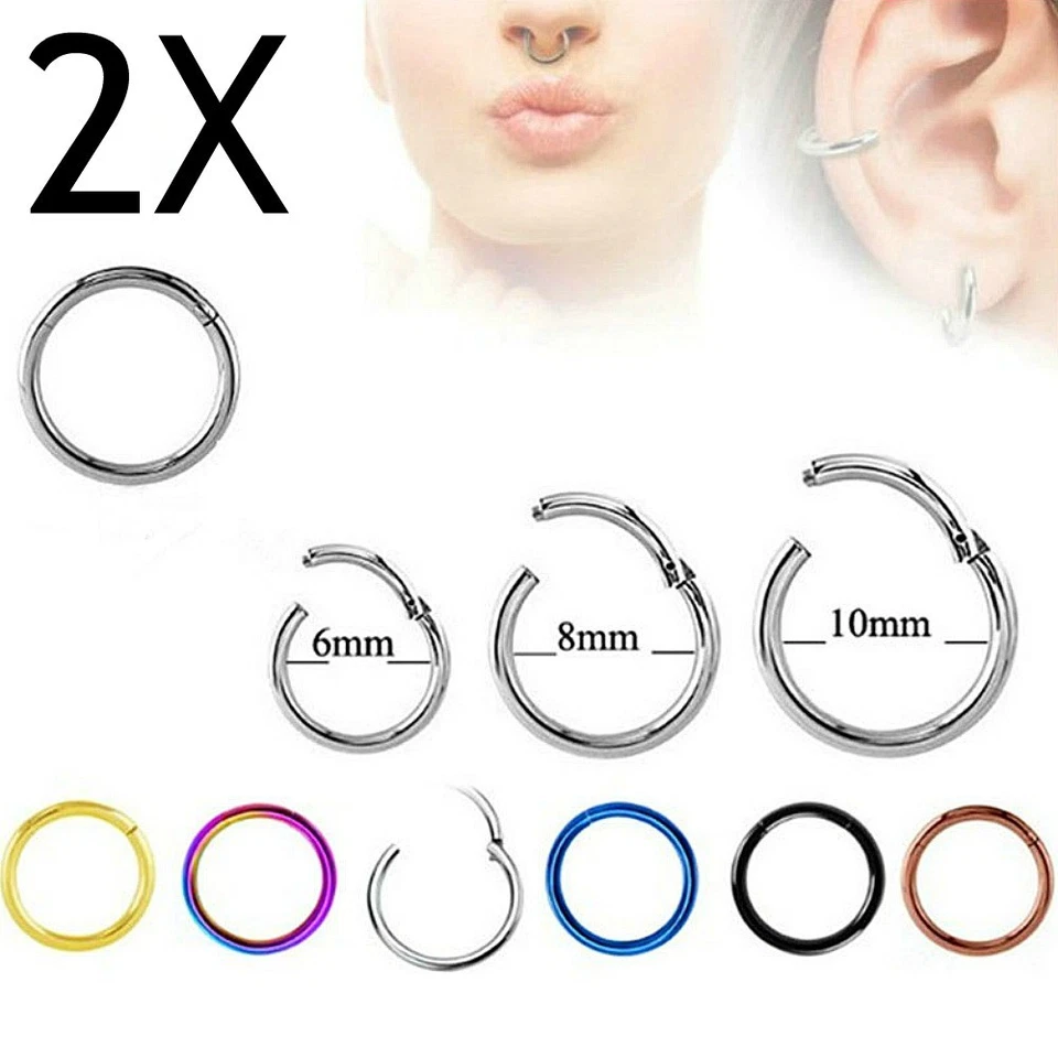 2X CLICKER SEPTUM PIERCING HELIX RING SCHARNIER OHR SEGMENT TRAGUS LIPPE SEPTUM - Bild 1 von 1