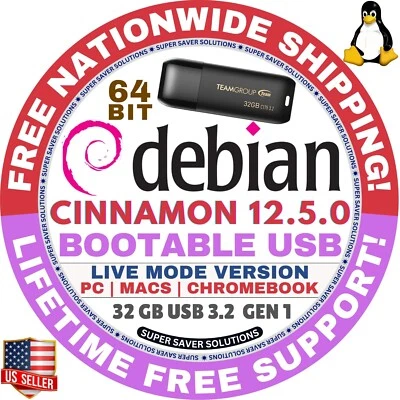 DEBIAN 12.5.0 LINUX OS LIVE/INSTALL DVD/USB, CINNAMON, XFCE, MATE, GNOME, KDE - Image 1 of 4