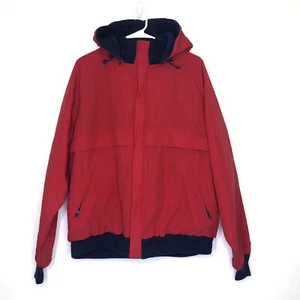 Vintage Woolrich Jacket Mens Large Hooded Fleece Lined Bomber USA Red - Picture 1 of 9