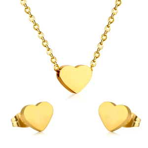 18k Gold Plated Heart Pendant Set with Earrings 3 pc - Picture 1 of 6
